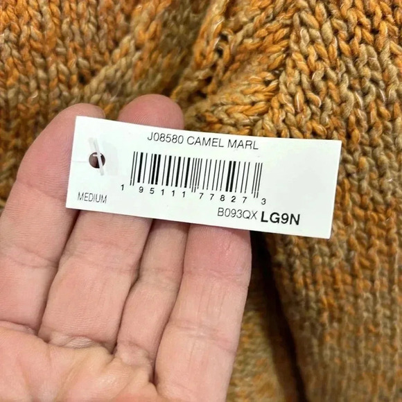 Goodthreads Chunky Cable knit cardigan,V-neck button down,camel marble color - Picture 9 of 12